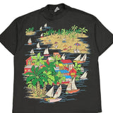 Beach Scene Hanes Single Stitch T-Shirt - XL Multicoloured Cotton Blend