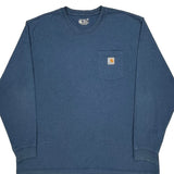 Carhartt Long Sleeve T-Shirt - 2XL Blue Cotton