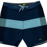 Highline Quiksilver Striped Sport Shorts - 32W 10L Navy Elastane