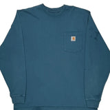 Carhartt Long Sleeve T-Shirt - Large Blue Cotton