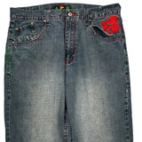 Lion Embroidery Unbranded Graphic Jeans - 36W 32L Green Cotton