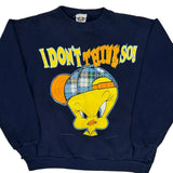 Tweety Bird Looney Tunes Cartoon Sweatshirt - Large Blue Cotton
