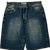 Phat Pharm Denim Shorts - 36W 11L Dark Wash Cotton