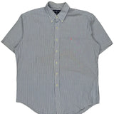 Ralph Lauren Striped Short Sleeve Shirt - Large Blue Cotton