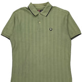 Chaps Ralph Lauren Striped Polo Shirt - Medium Green Cotton