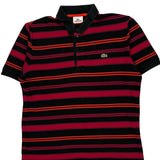 Lacoste Striped Polo Shirt - Small Orange Cotton
