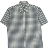 Lacoste Checked Short Sleeve Shirt - Large Blue Cotton