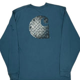 Carhartt Long Sleeve T-Shirt - Large Blue Cotton