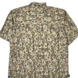 Bermuda Bay Floral Hawaiian Shirt - Large Brown Silk