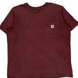 Age 16-18 Carhartt T-Shirt - XL Burgundy Cotton