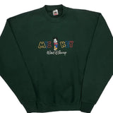Mickey Mouse Fruit Of The Loom Cartoon Sweatshirt - XL Green Cotton Blend