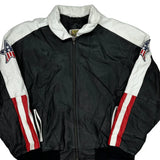 USA Flag Phase 2 Graphic Leather Jacket - XL Black Leather
