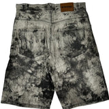 Evolution Tie-Dye Denim Shorts - 34W 11L Black & White Cotton