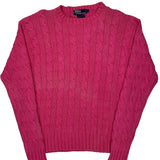 Polo By Ralph Lauren Cable Knit Sweater - Large Pink Cotton
