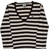 Lacoste Striped Sweater - Small Black & White Cotton