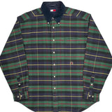 Tommy Hilfiger Checked Shirt - Large Green Cotton