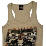 Harley Davidson Graphic Tank Top - Large Beige Cotton