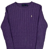 Polo By Ralph Lauren Cable Knit Sweater - Medium Purple Wool