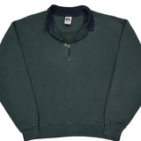 Made In USA Russell Athletic Collared Zip Up - Large Green Cotton
