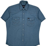 Wrangler Denim Shirt - Large Blue Cotton