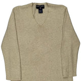 Ralph Lauren V-Neck Jumper - Large Beige Cotton Blend