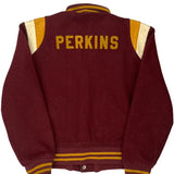 Vintage Perkins Unbranded Varsity Jacket - Medium Burgundy Wool Blend