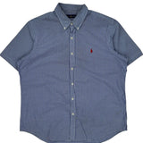 Ralph Lauren Checked Short Sleeve Shirt - XL Blue Cotton