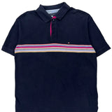 Tommy Hilfiger Striped Polo Shirt - Large Navy Cotton