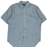 Ralph Lauren Checked Short Sleeve Shirt - Large Blue Cotton
