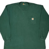 Carhartt Long Sleeve T-Shirt - 2XL Green Cotton