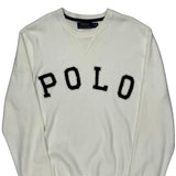Polo By Ralph Lauren Spellout Sweater - Medium White Cotton