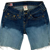 True Religion Tie-Dye Denim Shorts - 25W UK 4 Blue Denim