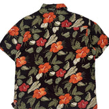 Haggar Floral Hawaiian Shirt - Large Black Cotton