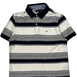 Tommy Hilfiger Striped Polo Shirt - Medium Gray Cotton