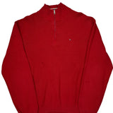 Tommy Hilfiger 1/4 Zip - XL Red Cotton