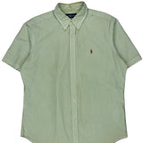Ralph Lauren Striped Short Sleeve Shirt - Large White Cotton