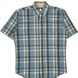 Wrangler Checked Short Sleeve Shirt - XL Blue Cotton