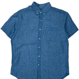 J Crew Short Sleeve Shirt - Large Blue Cotton