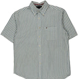 Tommy Hilfiger Striped Short Sleeve Shirt - Medium Blue Cotton