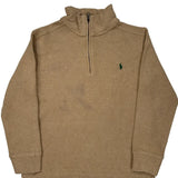 Age 8-10 Polo By Ralph Lauren 1/4 Zip - Small Beige Cotton