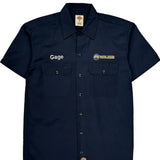 Walker Logo Dickies Short Sleeve Shirt - Small Navy Polyester Blend
