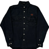 Motorcycle Harley Davidson Graphic Denim Shirt - Medium Black Cotton