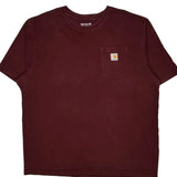 Vintage Carhartt T-Shirt - XL Burgundy Cotton