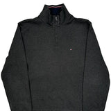 Tommy Hilfiger 1/4 Zip - Large Gray Cotton Blend