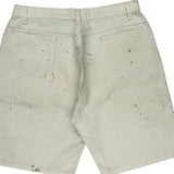 Paint Splattered Unbranded Denim Shorts - 35W 10L Cream Cotton