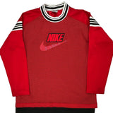 Age 12-13 Nike Striped Sweatshirt - Large Red Polyester