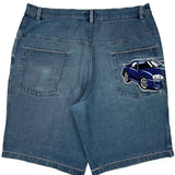 No Boundaries Graphic Denim Shorts - 40W 11L Dark Wash Cotton