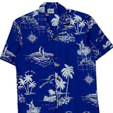 Hawaiian Islands Royal Creations Graphic Hawaiian Shirt - Small Blue Polyester Blend