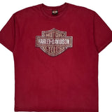 Harley Davidson Graphic T-Shirt - Large Red Cotton