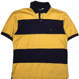 Tommy Hilfiger Striped Polo Shirt - Large Navy Cotton